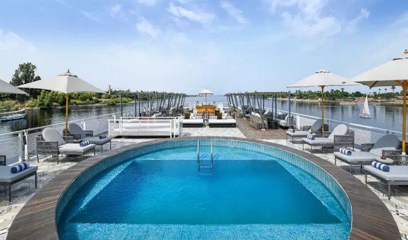 Relaxing by the Pool on the Mövenpick MS Darakum Nile Cruise