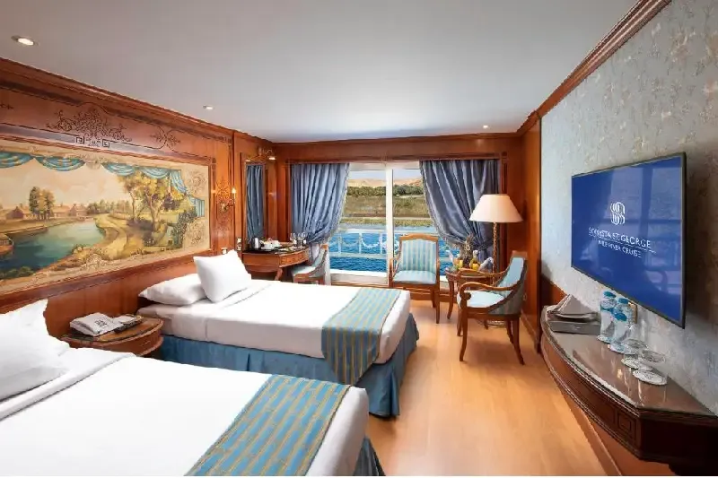 Deluxe Cabin Aboard Sonesta Saint George Nile Cruise – Elegance & Comfort with Stunning Nile Views