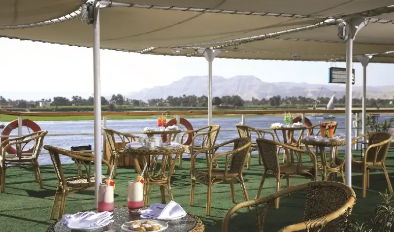 Relaxing sundeck on the Jaz Crown Prince Nile Cruise