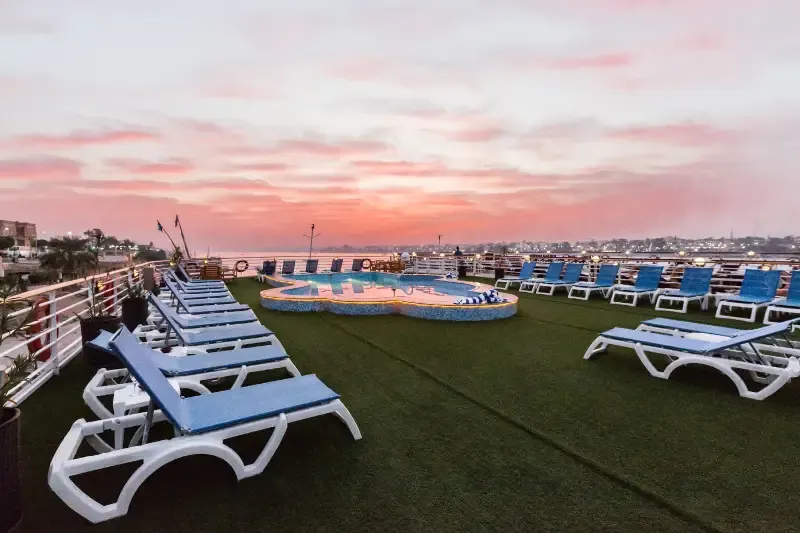 Sundeck on Blue Shadow Nile Cruise with Panoramic Views of the Nile