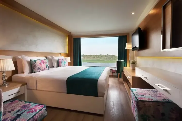 Spacious Double Cabin with Stunning Nile Views on Acamar Nile Cruise